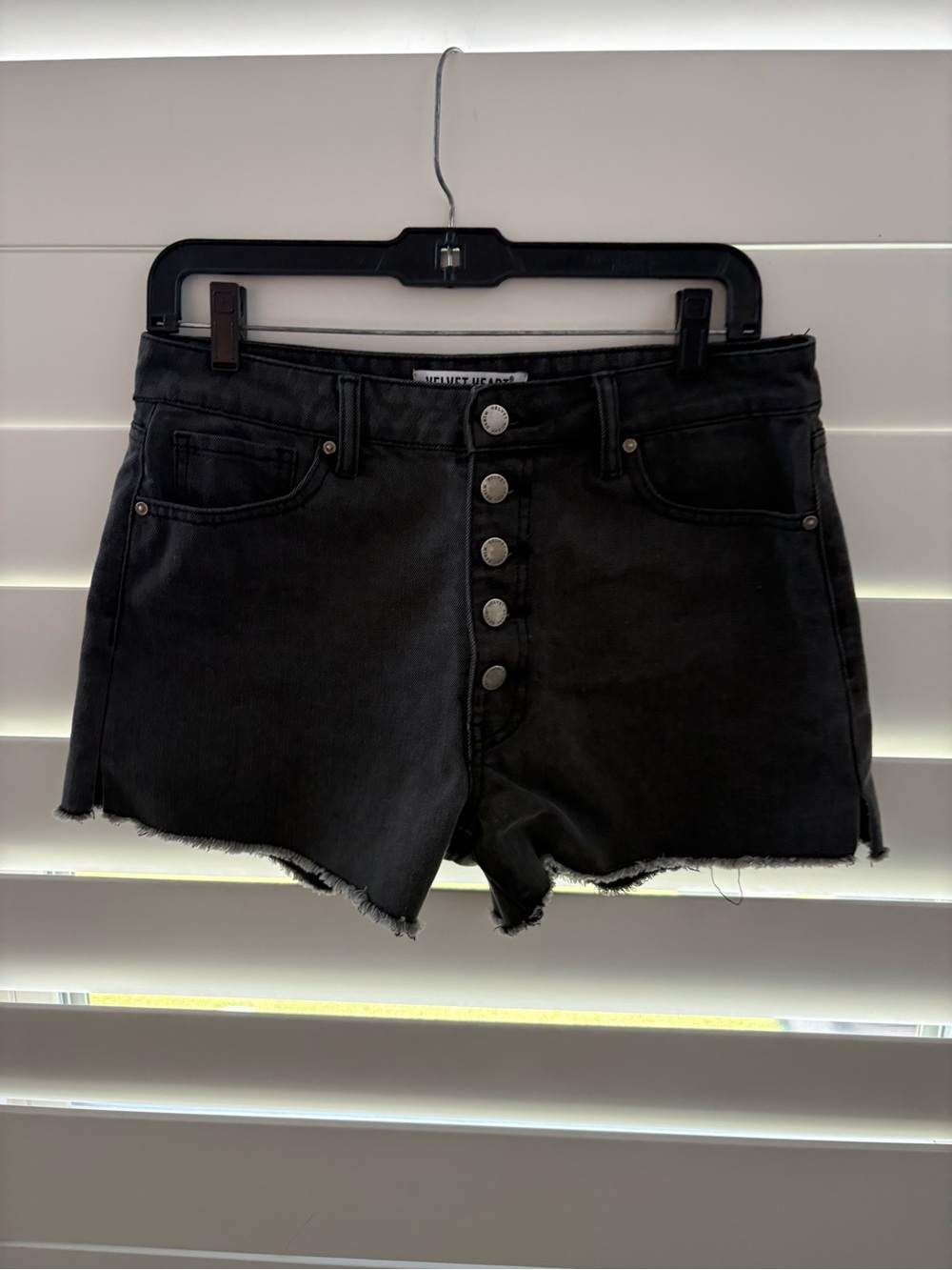 Velvet Heart Black Button-Front Denim Cutoff Shorts